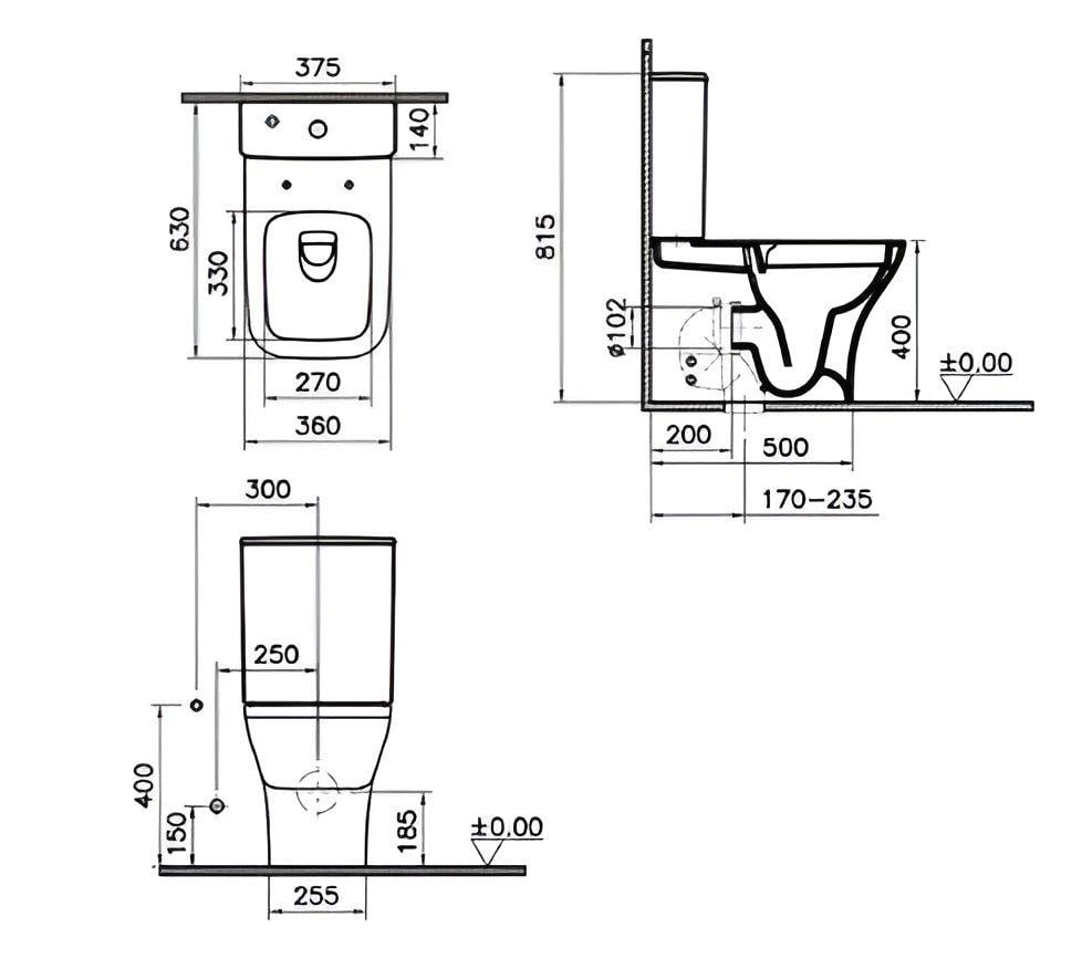 Унітаз підлоговий VitrA Mia S SmoothFlush 88-9870B003-7203 з бачком і сидінням Soft Close (88-9870B003-7203) - фото 3
