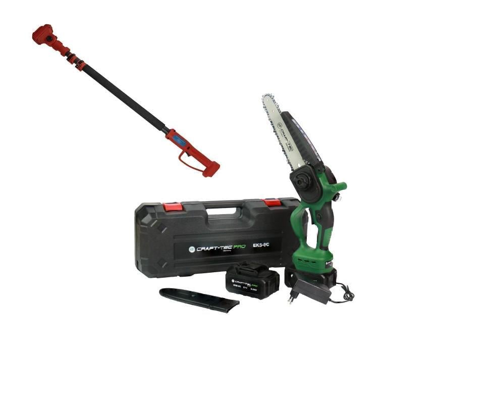 Пила ланцюгова акумуляторна Craft-tec EKS-8С подовжувач VS'2000 безщітковий мотор телескопічна штанга-подовжувач 1,6-2 м (24818472)