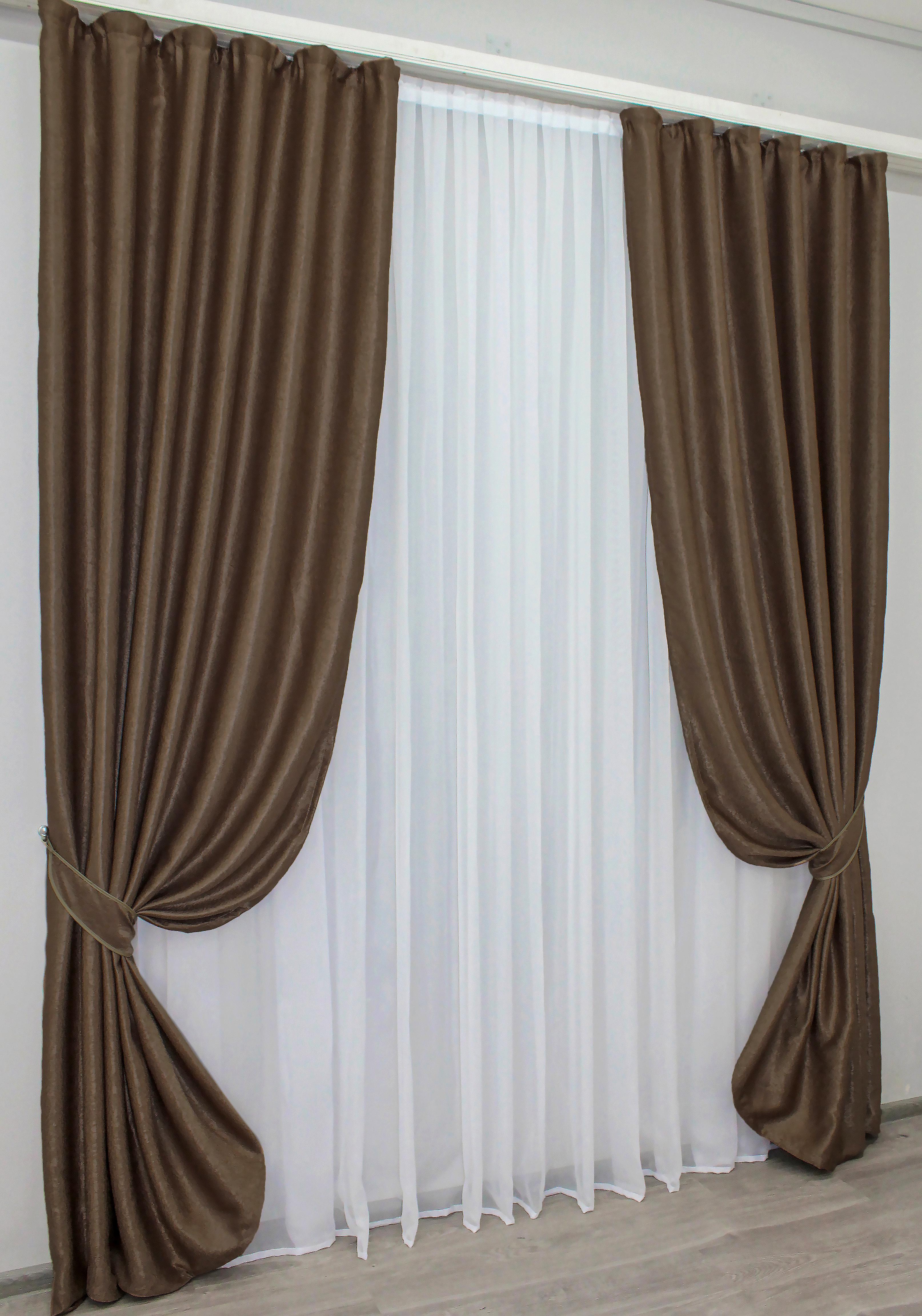 Комплект штор VR-Textil Софт № 094ш 100х270 см 2 шт. Темно-коричневый (31-110)