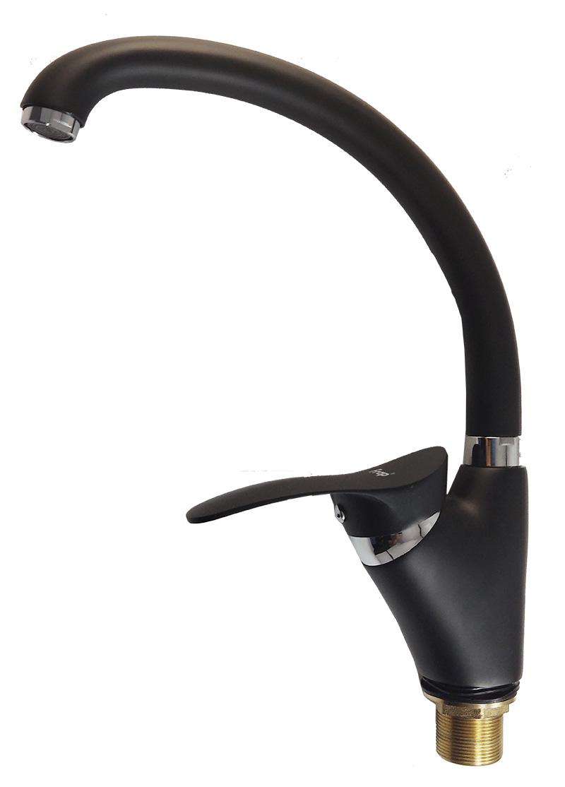 Змішувач для кухні Frap F4101-11 U-подібний гусак Чорний (35382)