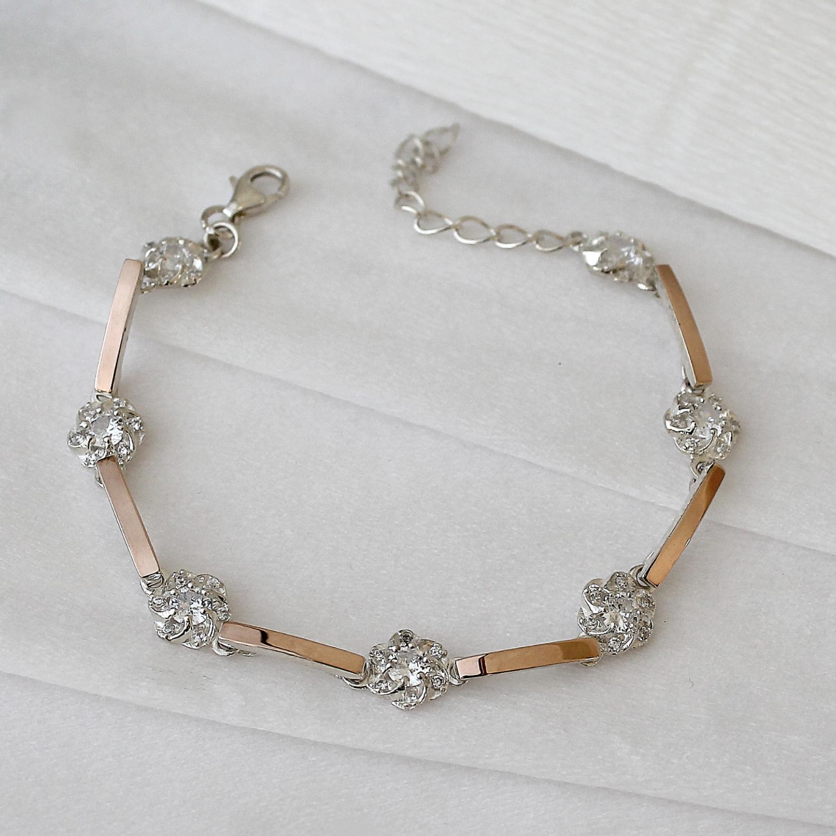 Срібний браслет Diva із золотими вставками Гламур (001брб)