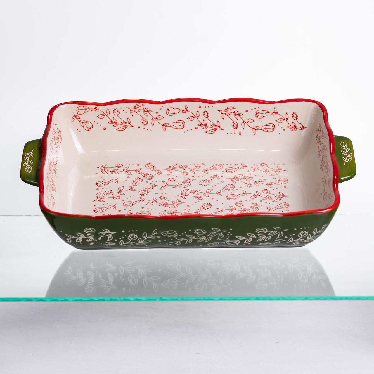 Форма для запікання Vintage прямокутна з ручками 33х21х5.5 см Зелений (HM05-11)