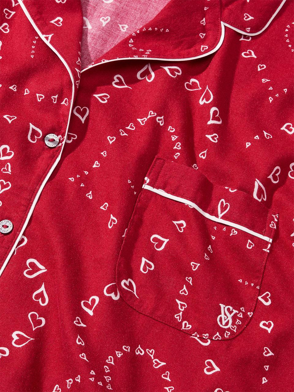 Піжама жіноча Victoria's Secret Flannel Long Pajama XS Red Swirl Heart (2150835157) - фото 4