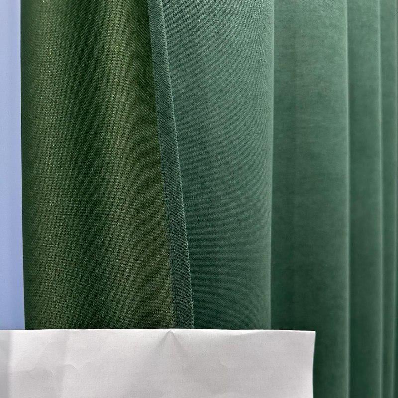 Комплект штор микровелюр 2 шт. 1,5х2,7 м готовые на шторной тесьме 6 см Зеленый (petek-V589) - фото 9 Комплект штор микровелюр 2 шт. 1,5х2,7 м готовые на шторной тесьме 6 см Зеленый (petek-V589) - фото 9