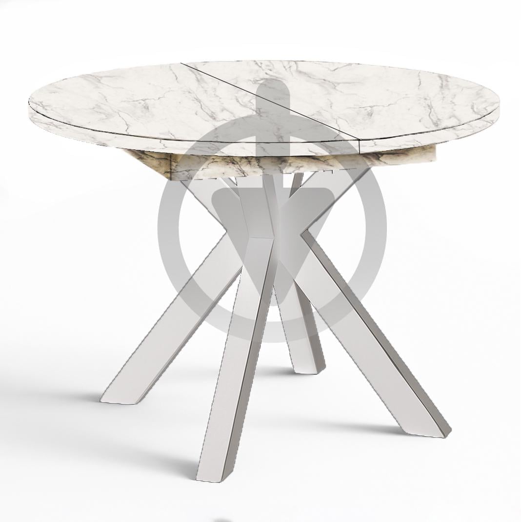 Стол кухонный раскладной RoMax Oscar Slide Loft 80x80/110x80 см Мрамор Кристалл/Белый