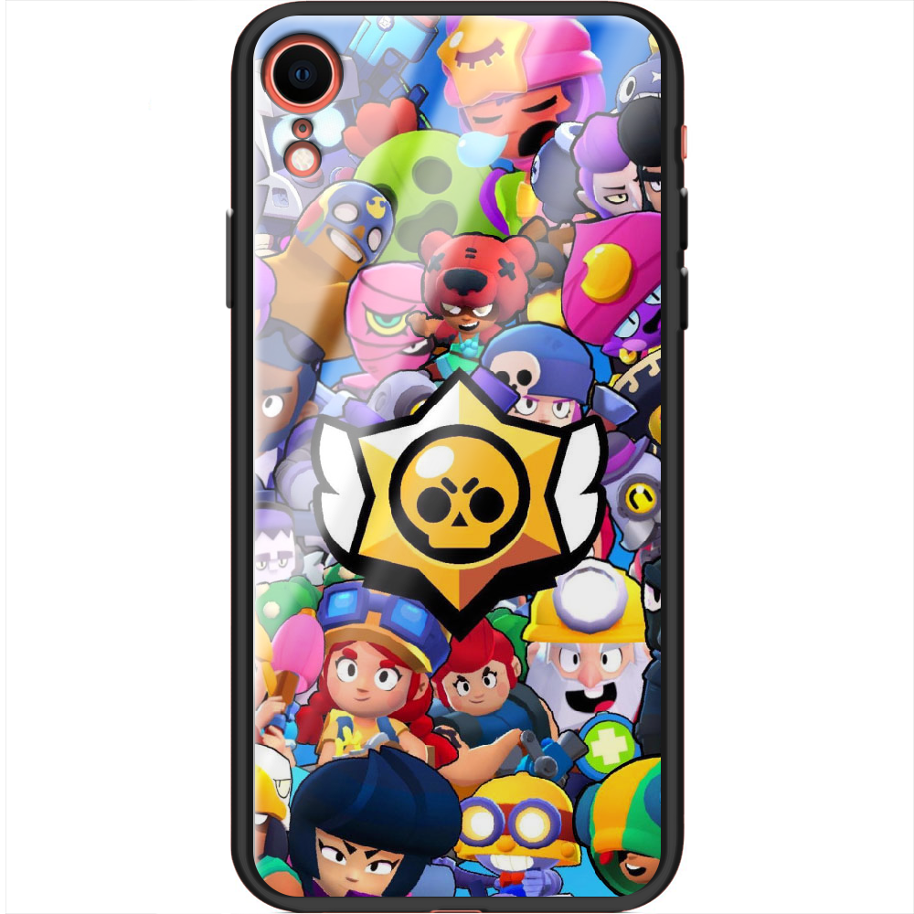 Чехол Boxface iPhone XR Brawl Stars Черный силикон со стеклом (35417-up2389-37736)