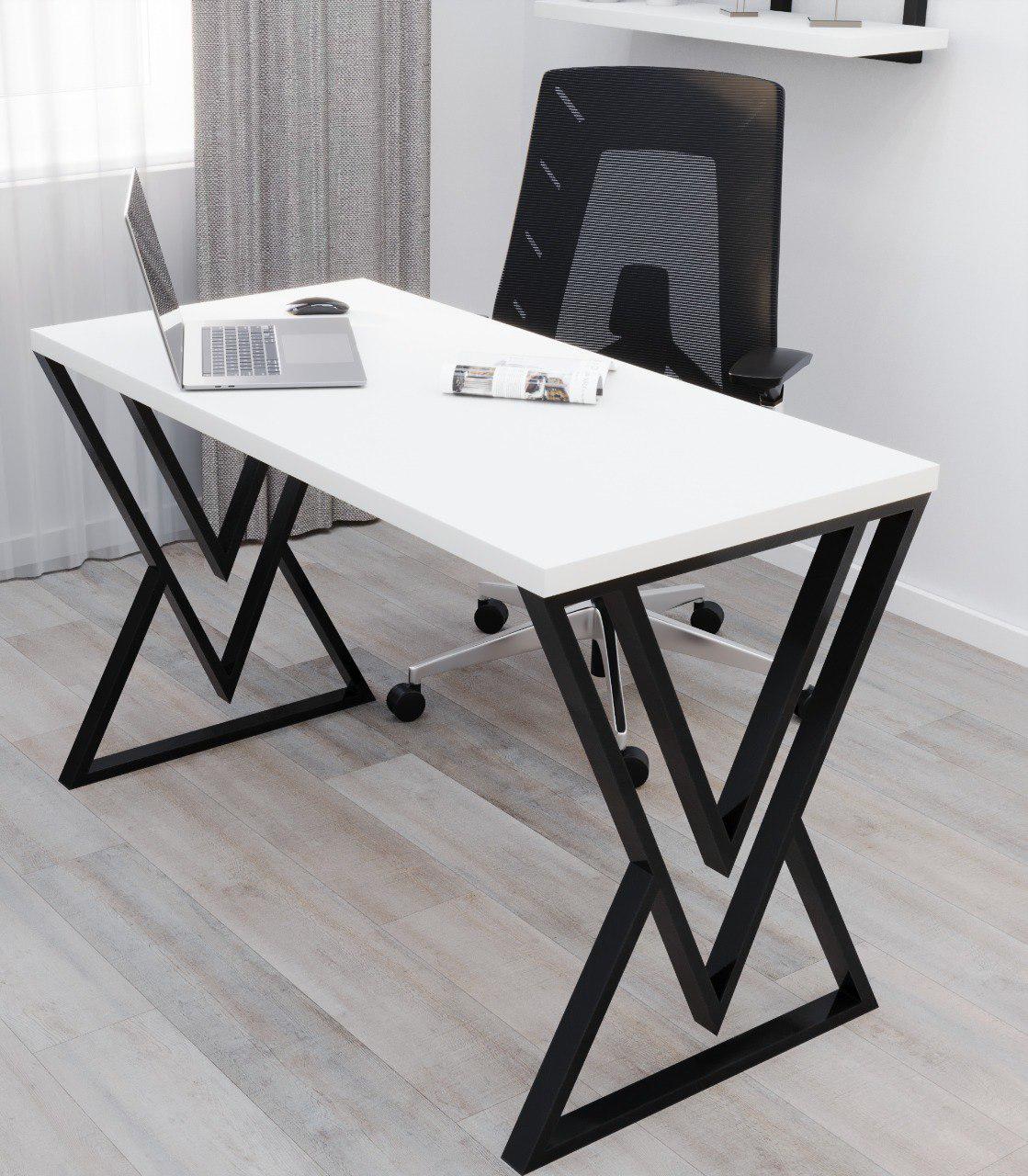 Стол письменный Loft Серия 13 металлический профиль 50х25 мм 1600х800х32 мм Белый (22114836)