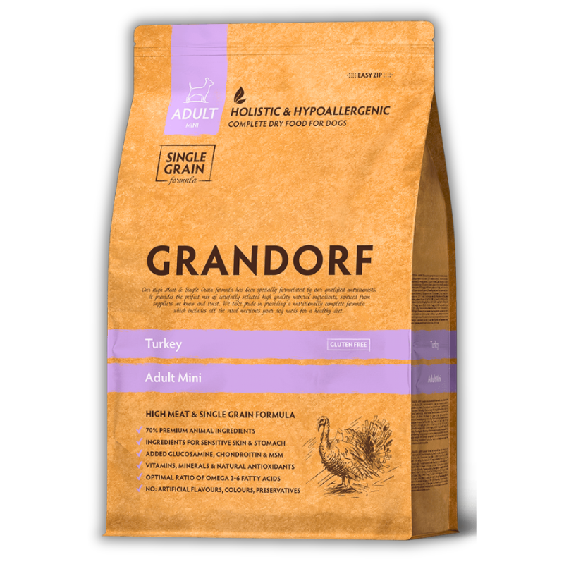 Корм сухий для собак Grandorf Індичка для дорослих собак малих порід 3 кг (93203)