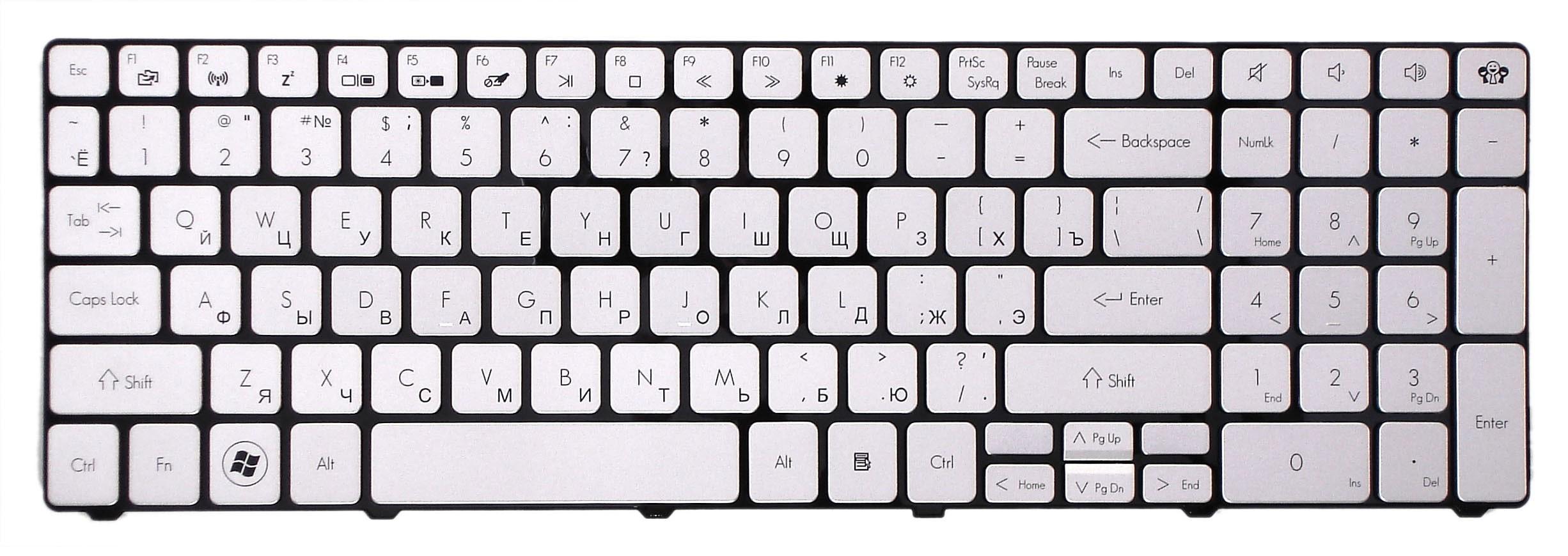 Клавиатура для ноутбука Acer Packard Bell TM81 Silver