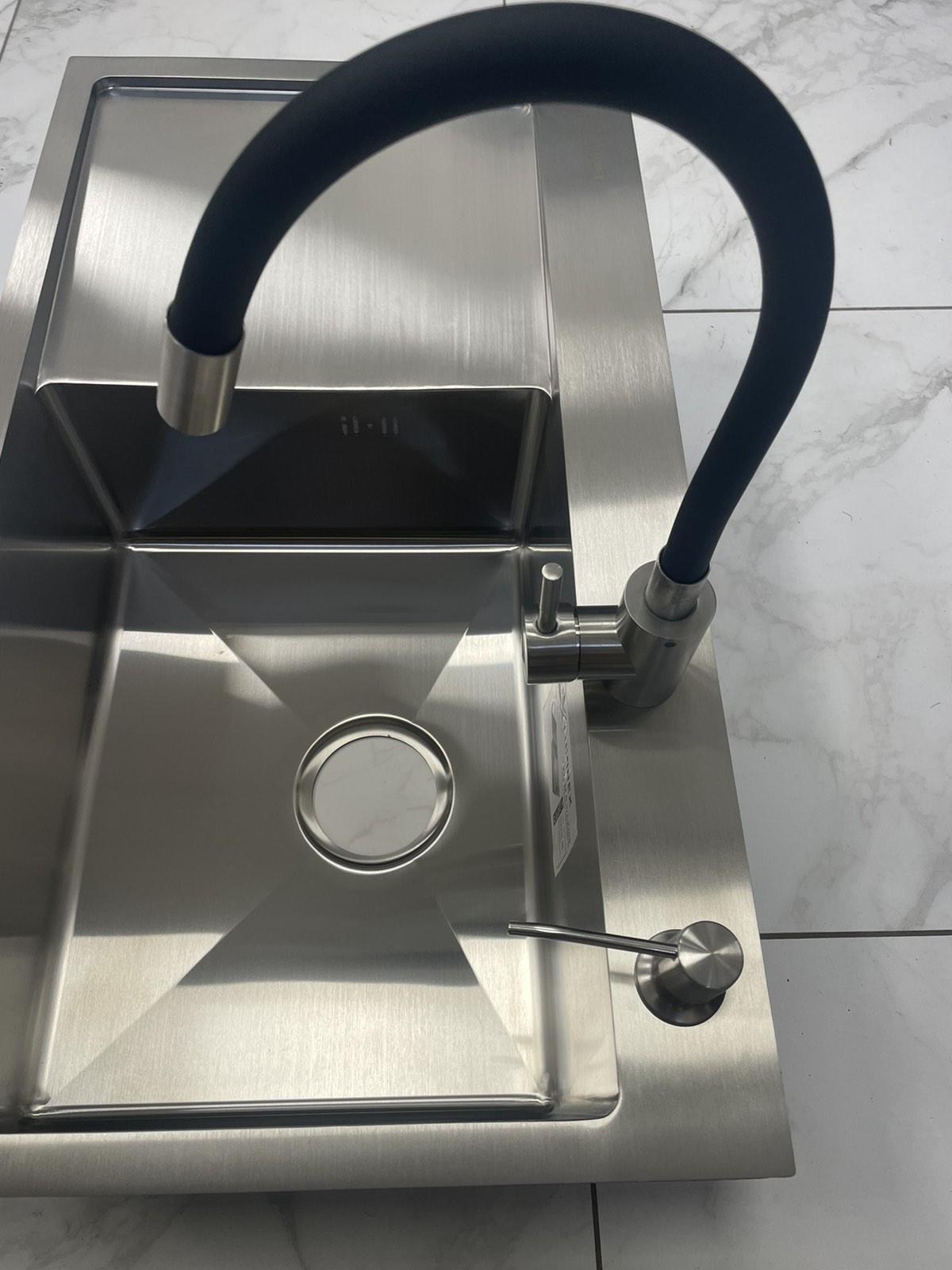 Мойка кухонная Luminex 7844 правая/смеситель-кран Lidz Aria 04R-BFS для кухни гибкий - фото 3 Мойка кухонная Luminex 7844 правая/смеситель-кран Lidz Aria 04R-BFS для кухни гибкий - фото 3