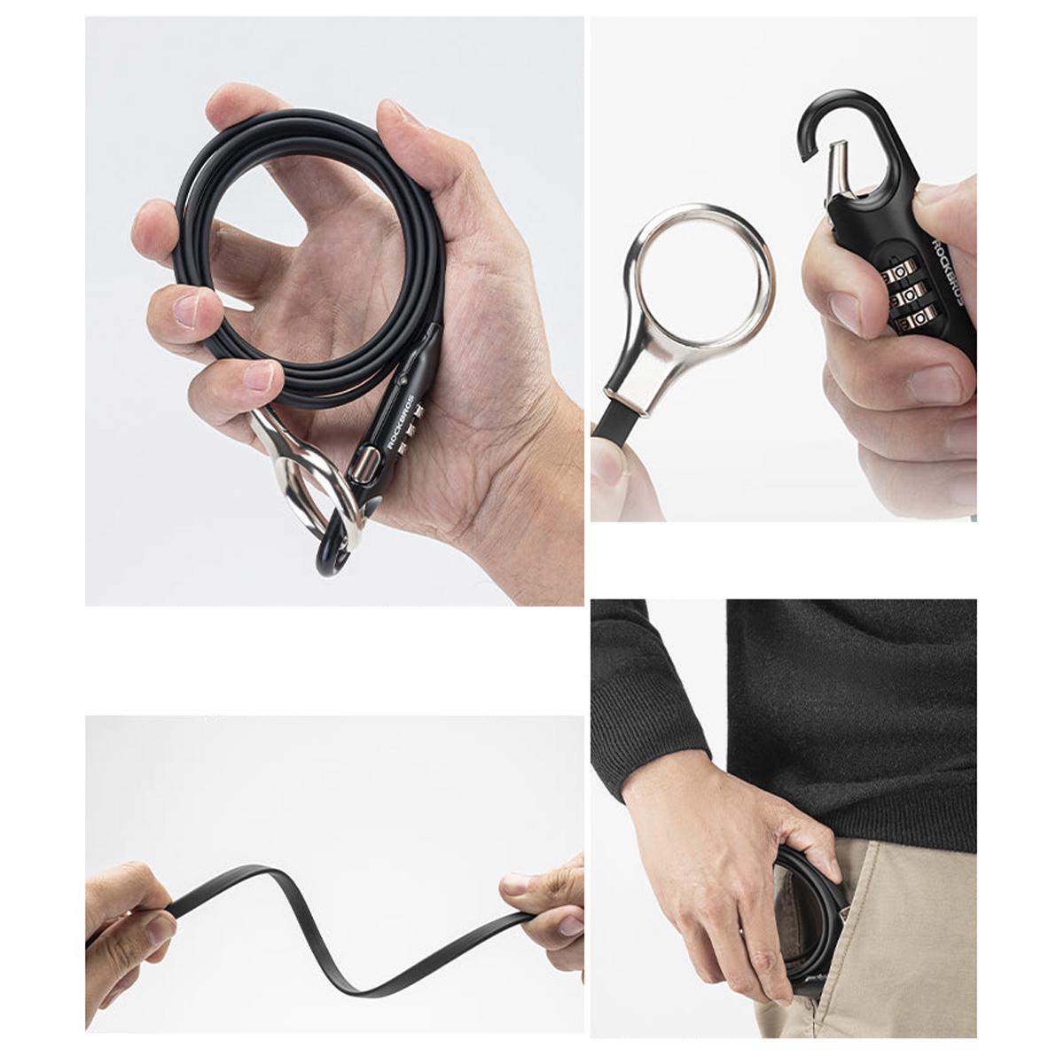 Замок тросовый велосипедный с кодом ROCKBROS L50115 3CDL 150 см Красный (RB-3CDL-5203) - фото 3