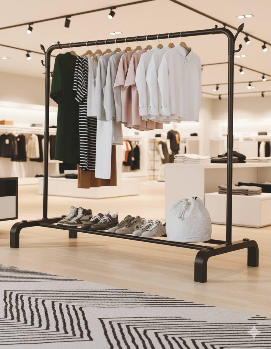 Стійка-вішалка для одягу та взуття металева 120x45x150 см (2504/8696)