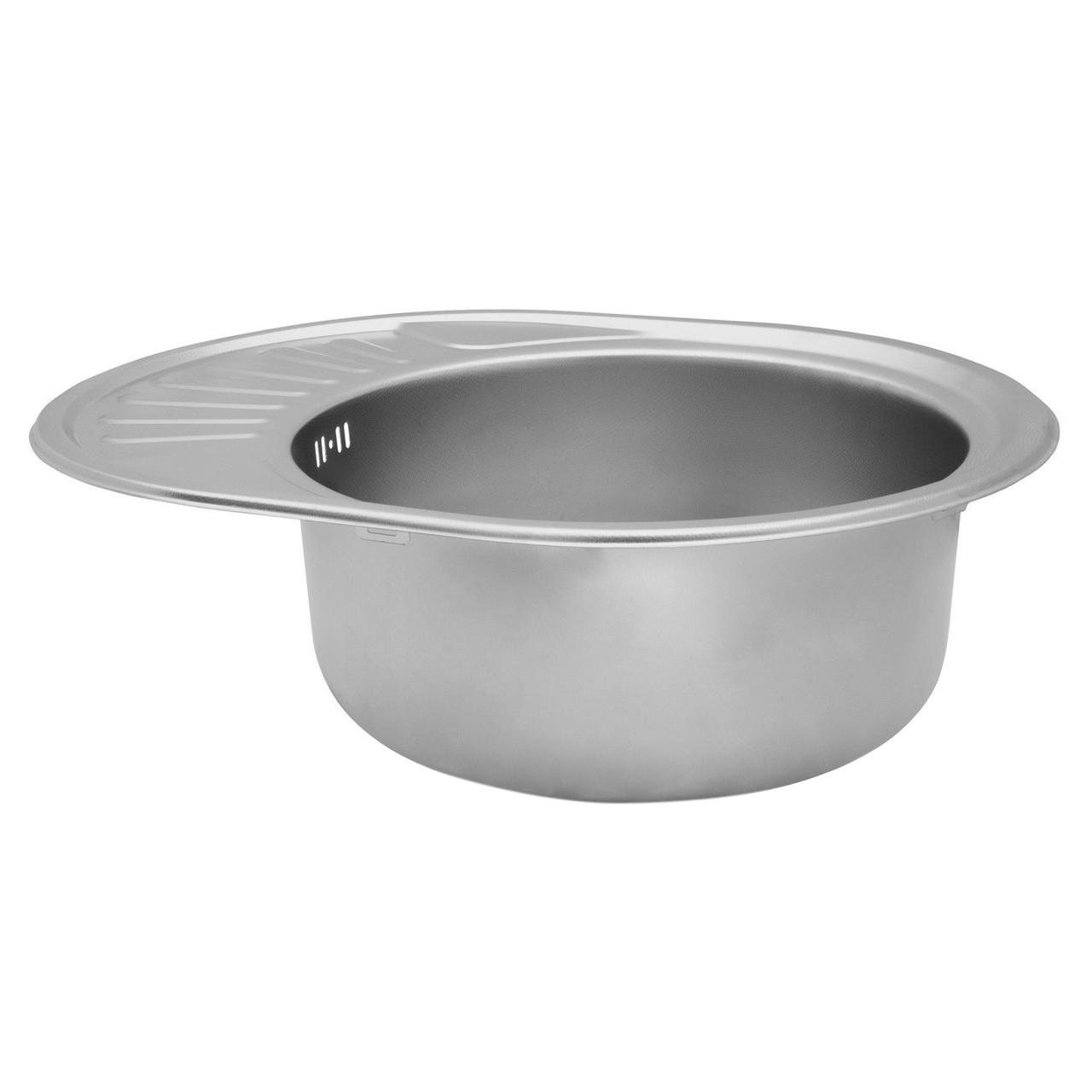 Мойка для кухни AISI 201 WAL-D5745-18-08V из нержавейки с крылом для сушки овальная Мойка для кухни AISI 201 WAL-D5745-18-08V из нержавейки с крылом для сушки овальная