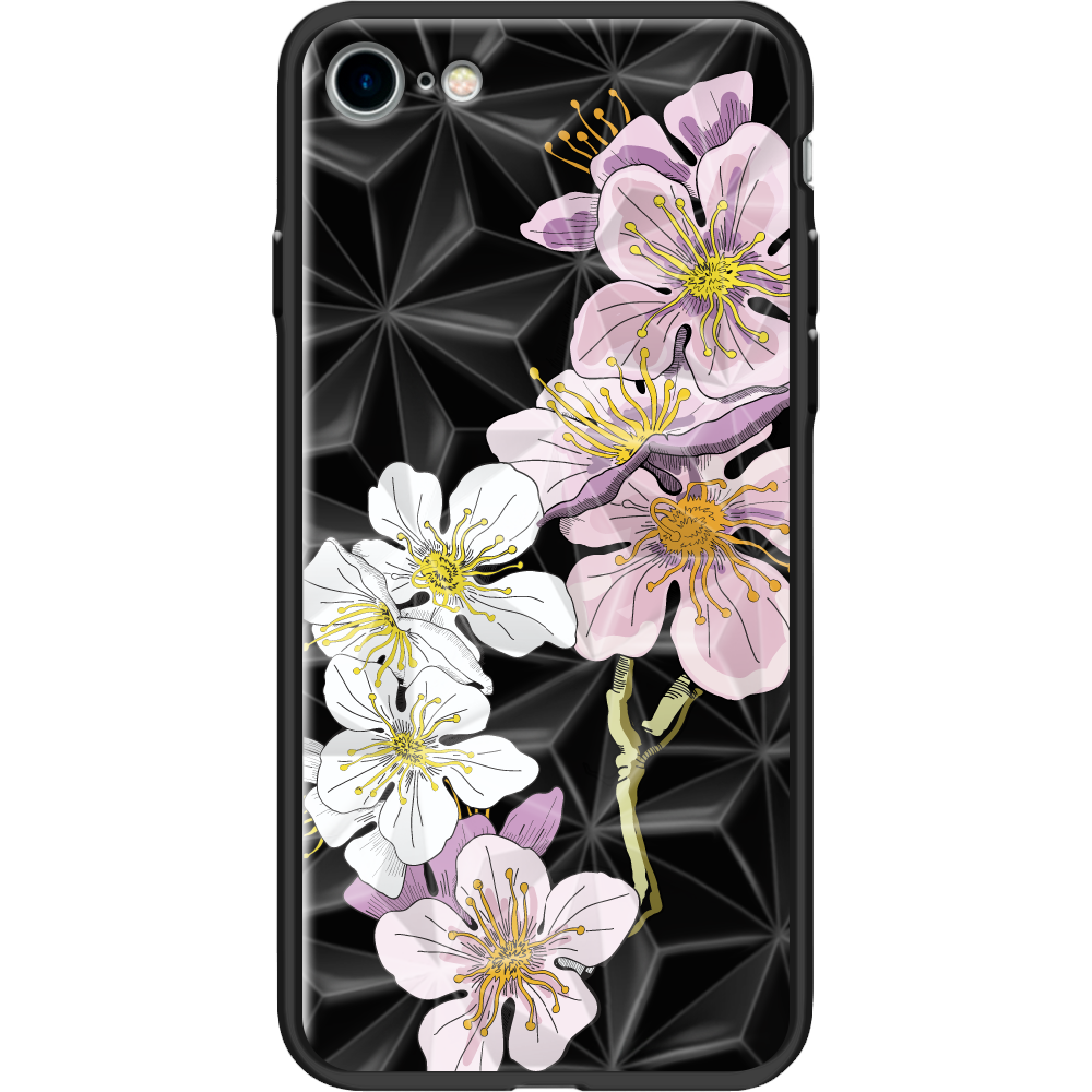 Чехол BoxFace Apple iPhone 7/8 SE  2020 Cherry Blossom Черный силикон с призмой (26205-cc4-37544)