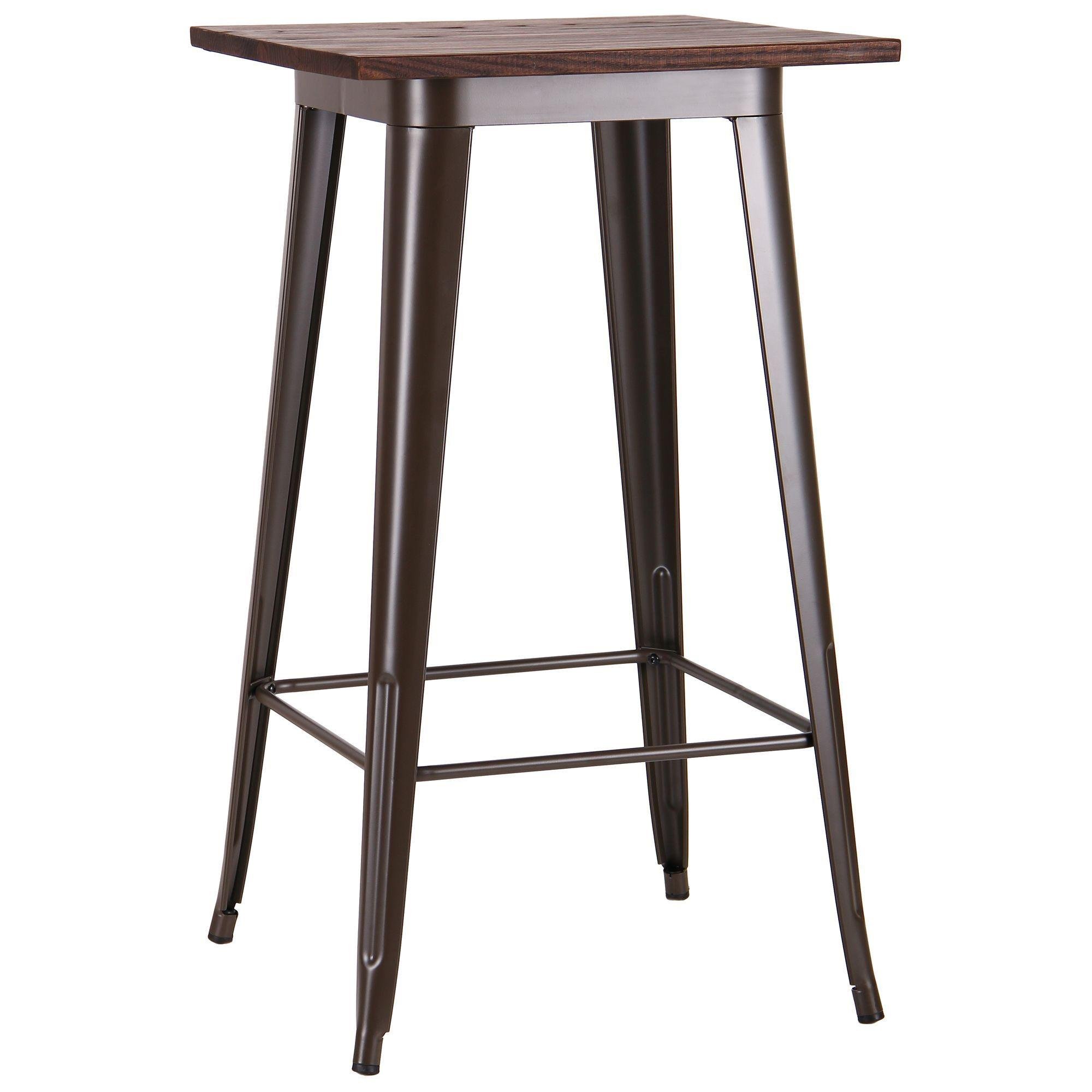 Стіл обідній квадратний AMF Slash з дерева Гевея та нержавіючої сталі 600х600 мм Кавовий/Чорний (521114)