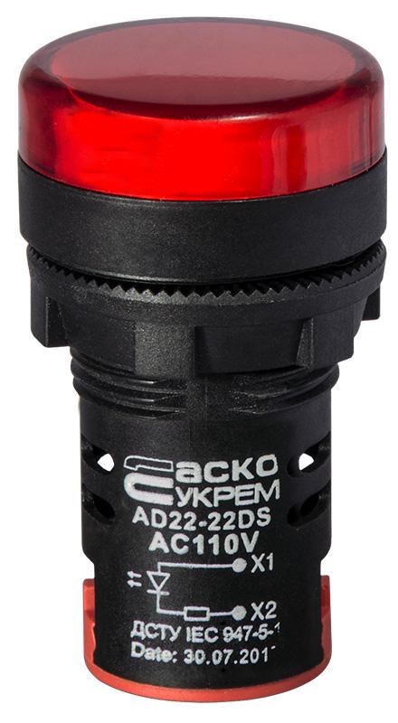 Лампа сигнальная АСКО-Укрем AD22-22DS 22 мм LED 110 V АC Красный (A0140030067) Лампа сигнальная АСКО-Укрем AD22-22DS 22 мм LED 110 V АC Красный (A0140030067)