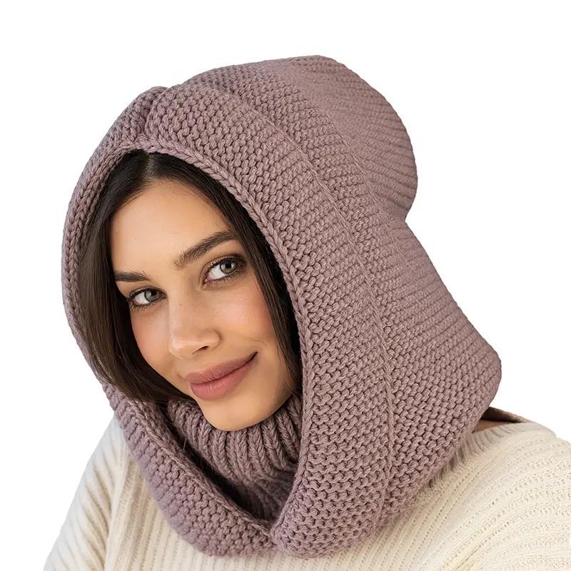 Капор-капюшон с высоким воротником one size Пудровый