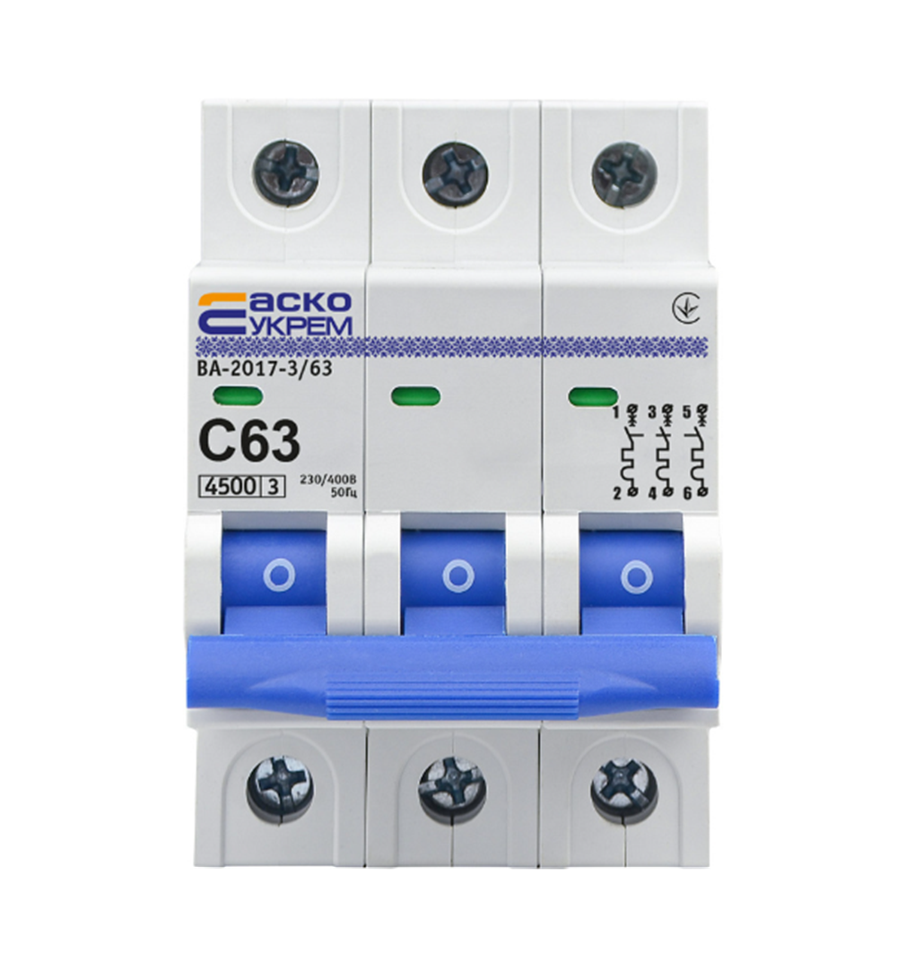 Автоматический выключатель АСКО-УКРЕМ ВА-2017/С 3р 63А A0010170027