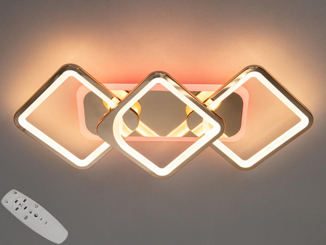 Люстра потолочная EcoLed с диммером и LED подсветкой 75W 8060/2+1HR 3col dim Серебрянный Люстра потолочная EcoLed с диммером и LED подсветкой 75W 8060/2+1HR 3col dim Серебрянный