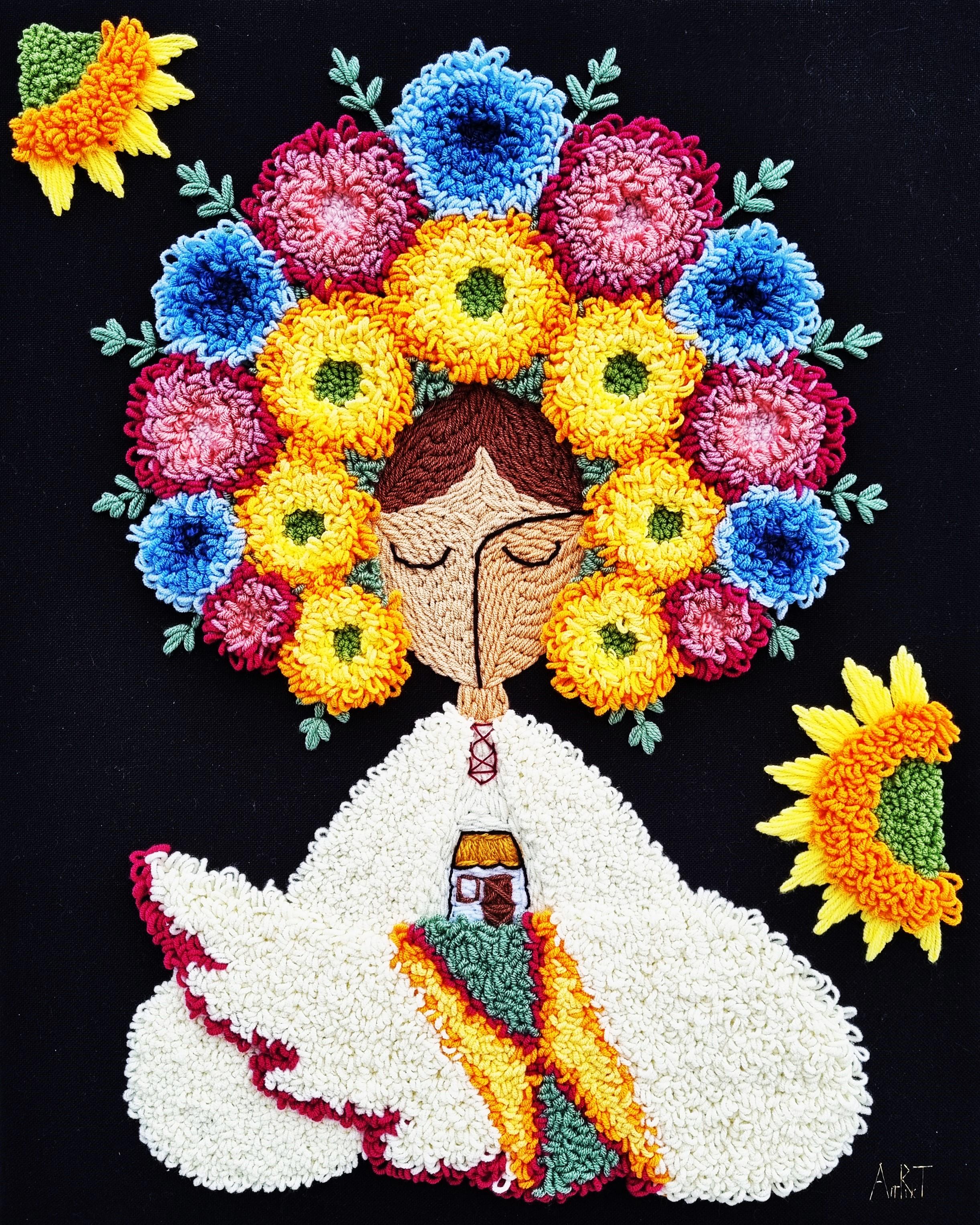 Картина ручной работы Берегиня ковровая вышивка 40х50 см Картина ручной работы Берегиня ковровая вышивка 40х50 см