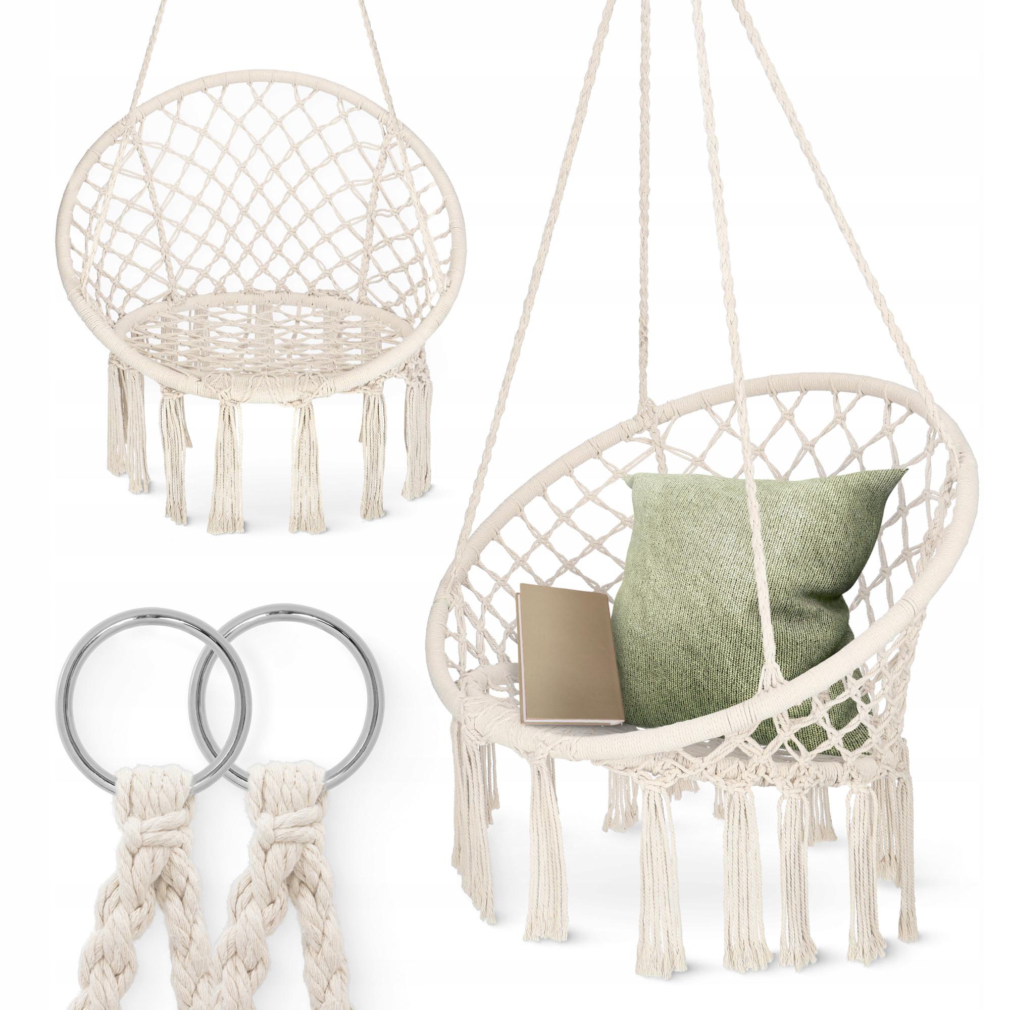 Кресло-качели подвесное 4fizjo Boho Dream с подушкой плетеное 80 см Beige (P-5905973404518) - фото 8