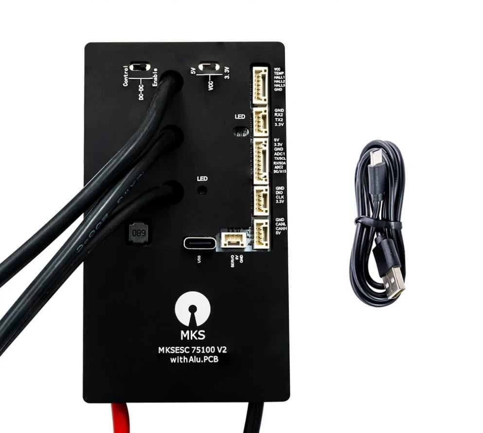 Контроллер Makerbase VESC 75100 V2 84V 100А Single BLDC для колесных двигателей с датчиками Холла (00-00029150) Контроллер Makerbase VESC 75100 V2 84V 100А Single BLDC для колесных двигателей с датчиками Холла (00-00029150)