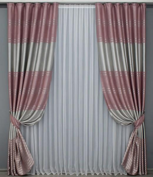 Комплект штор софт 1,5х2,7 м 2 шт. Розовый/Серый (1379ш)