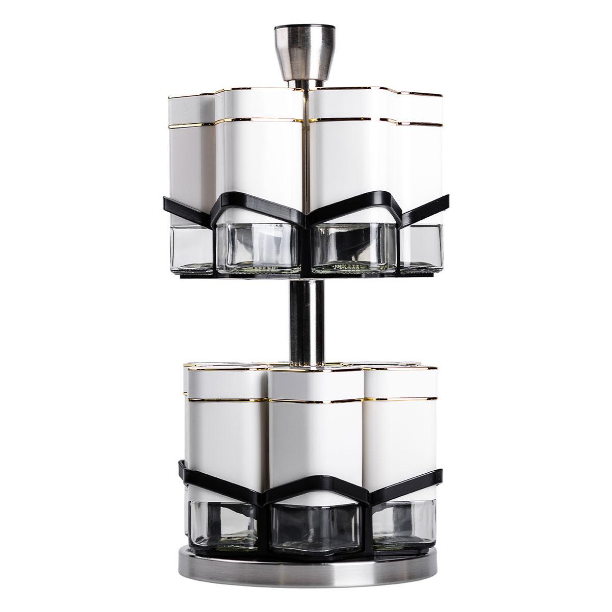 Набір для спецій на підставці HP-1315 12 шт. 120 мл карусель для спецій Білий (A-033683) - фото 3