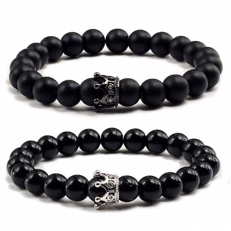 Браслети парні із агату з коронами р. 21 (70002)