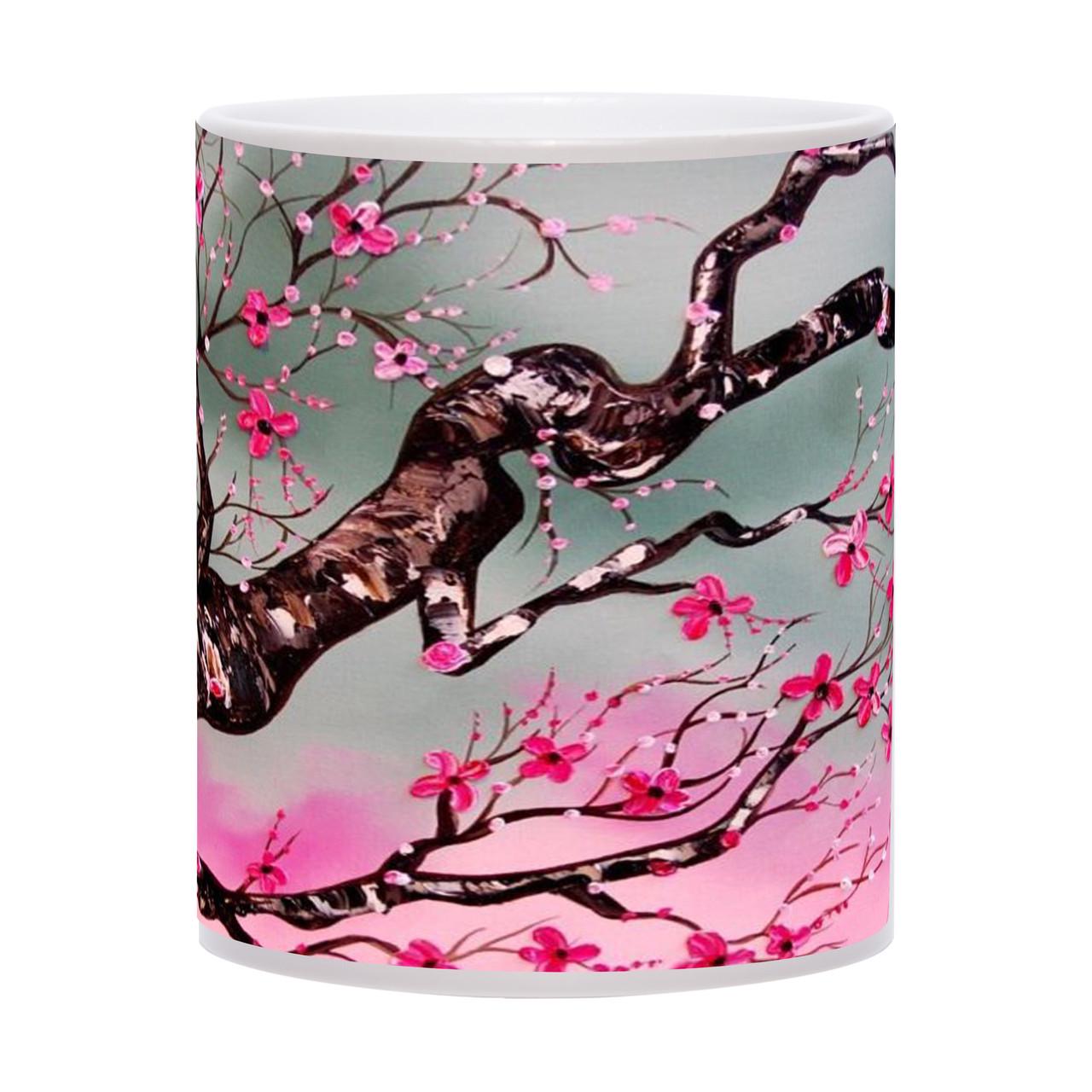 Чашка хамелеон Ветка сакуры 330 мл (new00068) - фото 1 Чашка хамелеон Ветка сакуры 330 мл (new00068) - фото 1