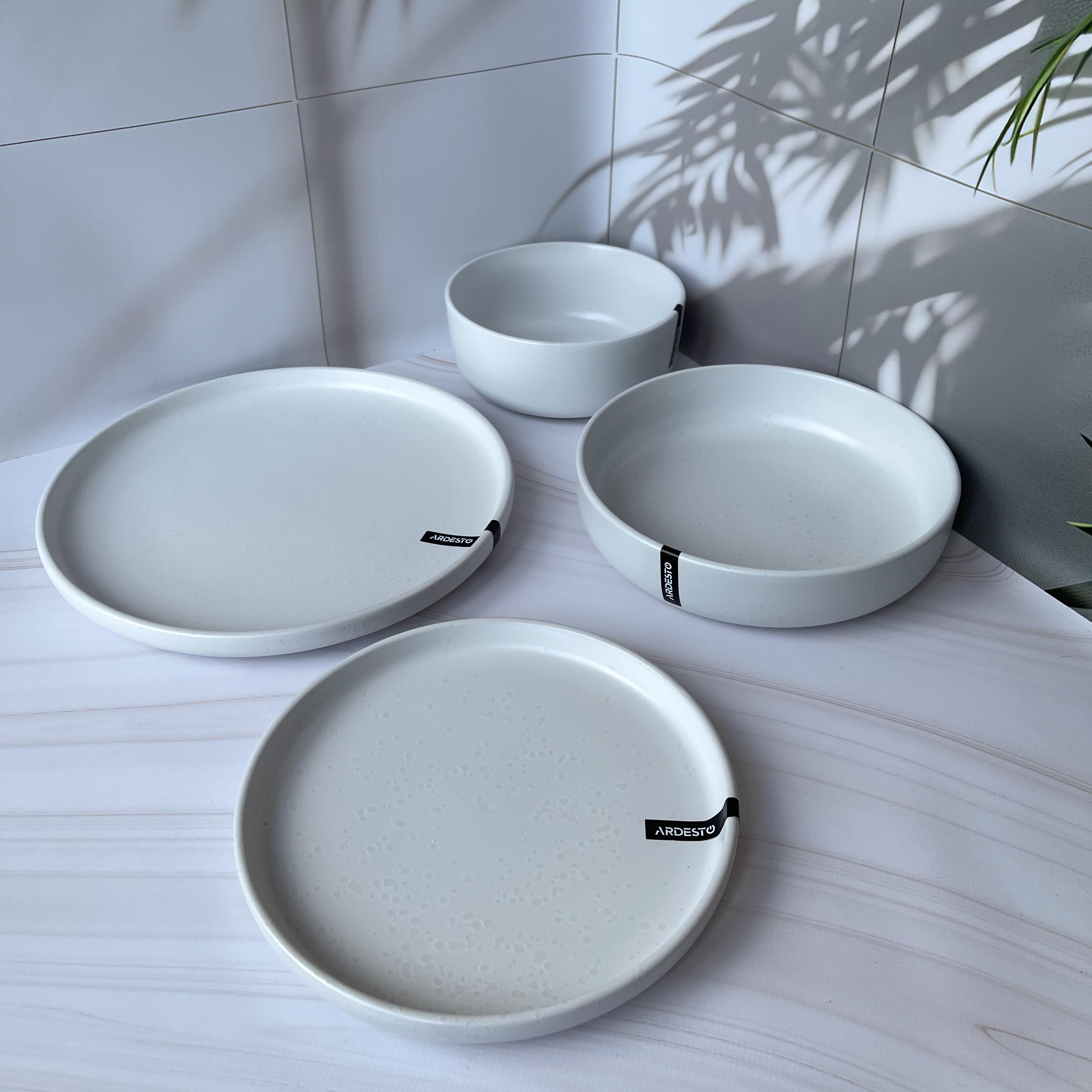 Сервиз столовой посуды Ardesto Trento из 4 пр. для 1 персоны каменная керамика Белый (3122) - фото 4