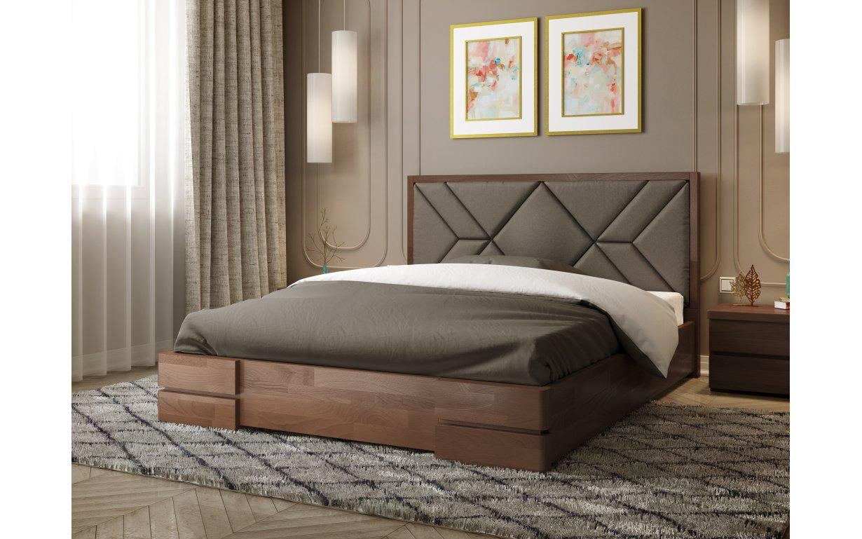 Кровать классическая двуспальная Arbor Drev Элит из натурального дерева сосна без матраса 180х200 см Орех (48865)