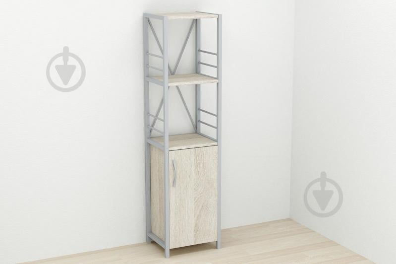Этажерка 3/34 Ferrum-decor Серии Конект с тумбой  144x34x28 Серый ДСП Сонома (FD1017)