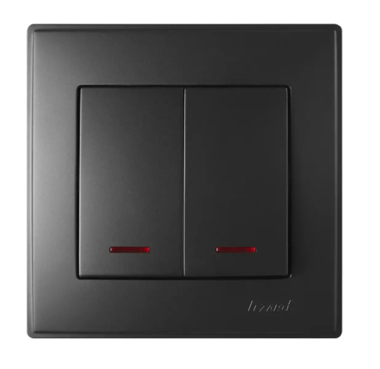 Выключатель двойной Lezard Lesya с подсветкой Антрацитовый (26360286)