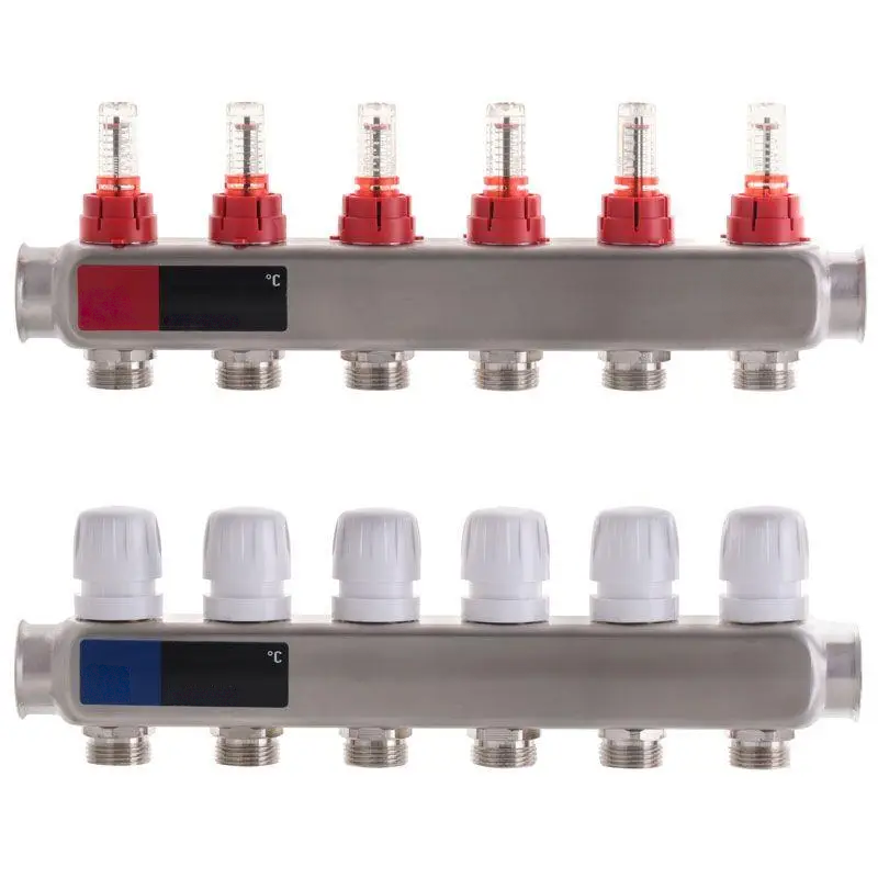 Коллектор Standard на 6 выходов в сборе для теплого пола 1"-3/4"