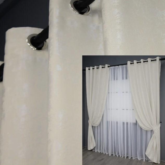Комплект штор на люверсах SULTAN YL жаккард 1,5х2,5 м 2 шт. Молочний (1294ш) - фото 5 Комплект штор на люверсах SULTAN YL жаккард 1,5х2,5 м 2 шт. Молочний (1294ш) - фото 5