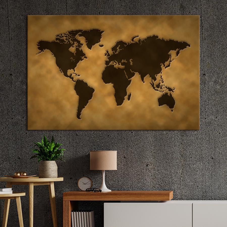 Картина карта Силуэт мира на карте 120x80 см (A1343-1) Картина карта Силуэт мира на карте 120x80 см (A1343-1)