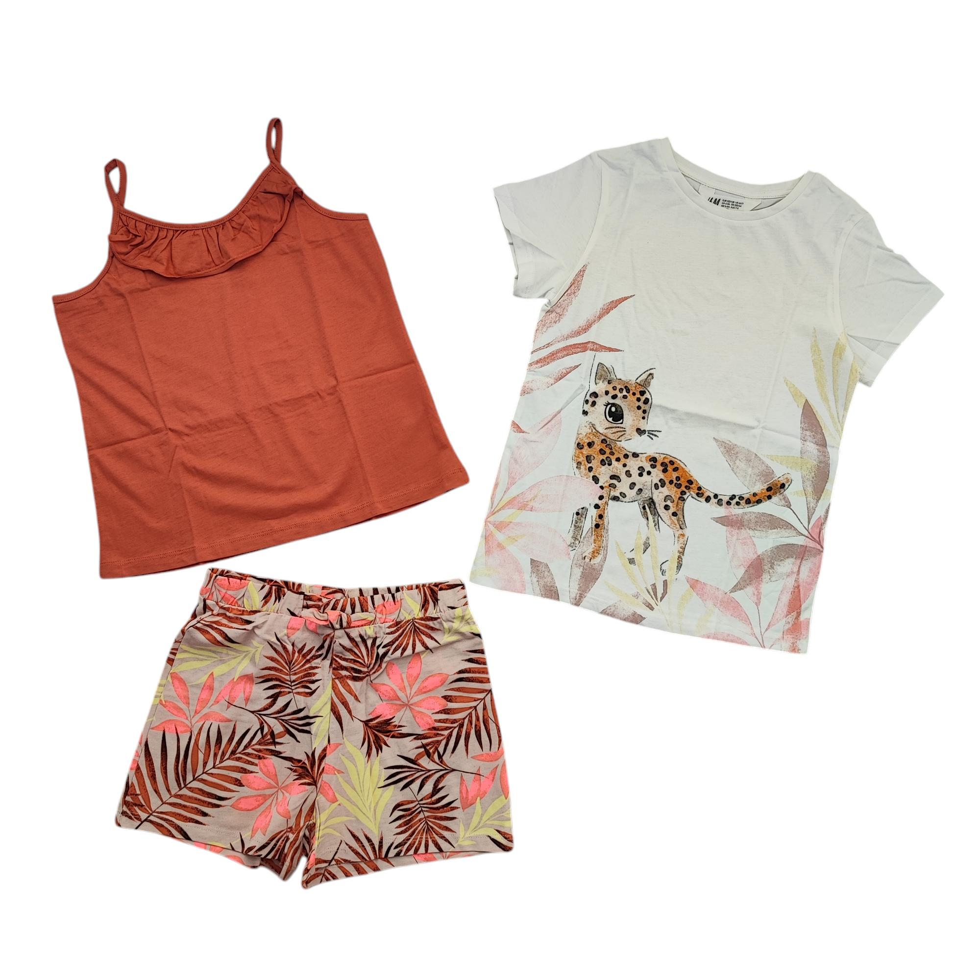 Комплект дитячий літній футболка/шорти і топ для дівчинки H&M 122-128 см Різнокольоровий (250122061B)