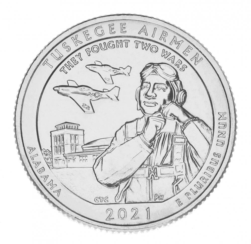 Коллекционная монета США 25 центов 2021 D UNC 56-й парк - Национальная достопримечательность - Пилоты из Таскиги (М15775)