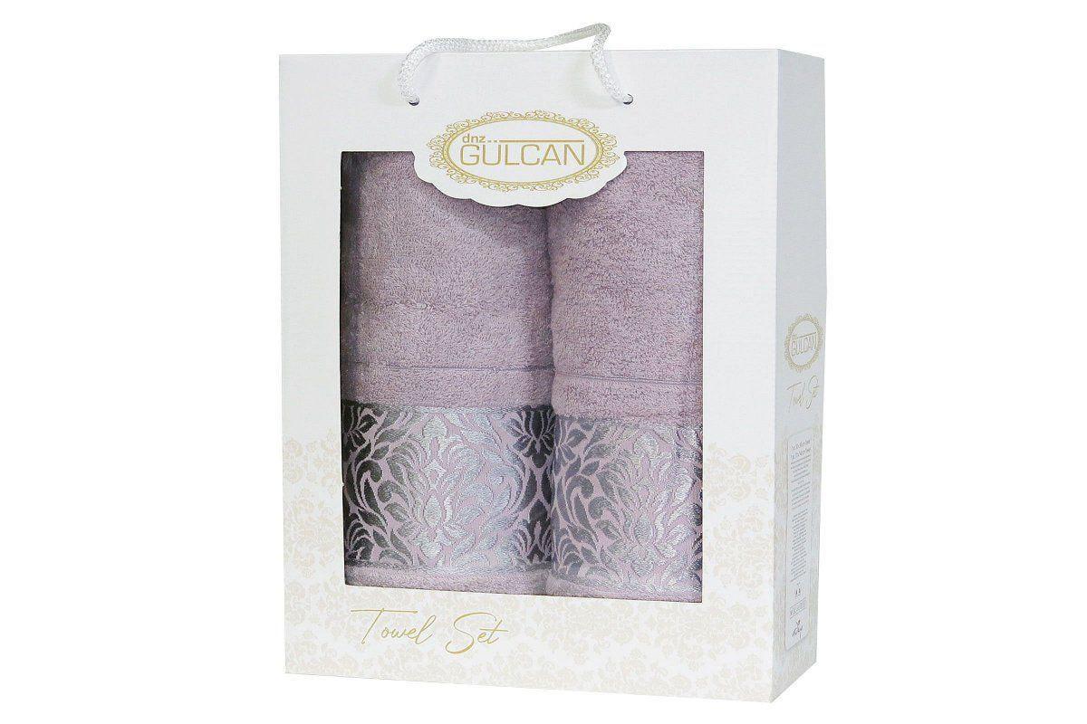 Полотенца подарочные Gulcan Flowers 2 шт. Темно-сиреневый (957)