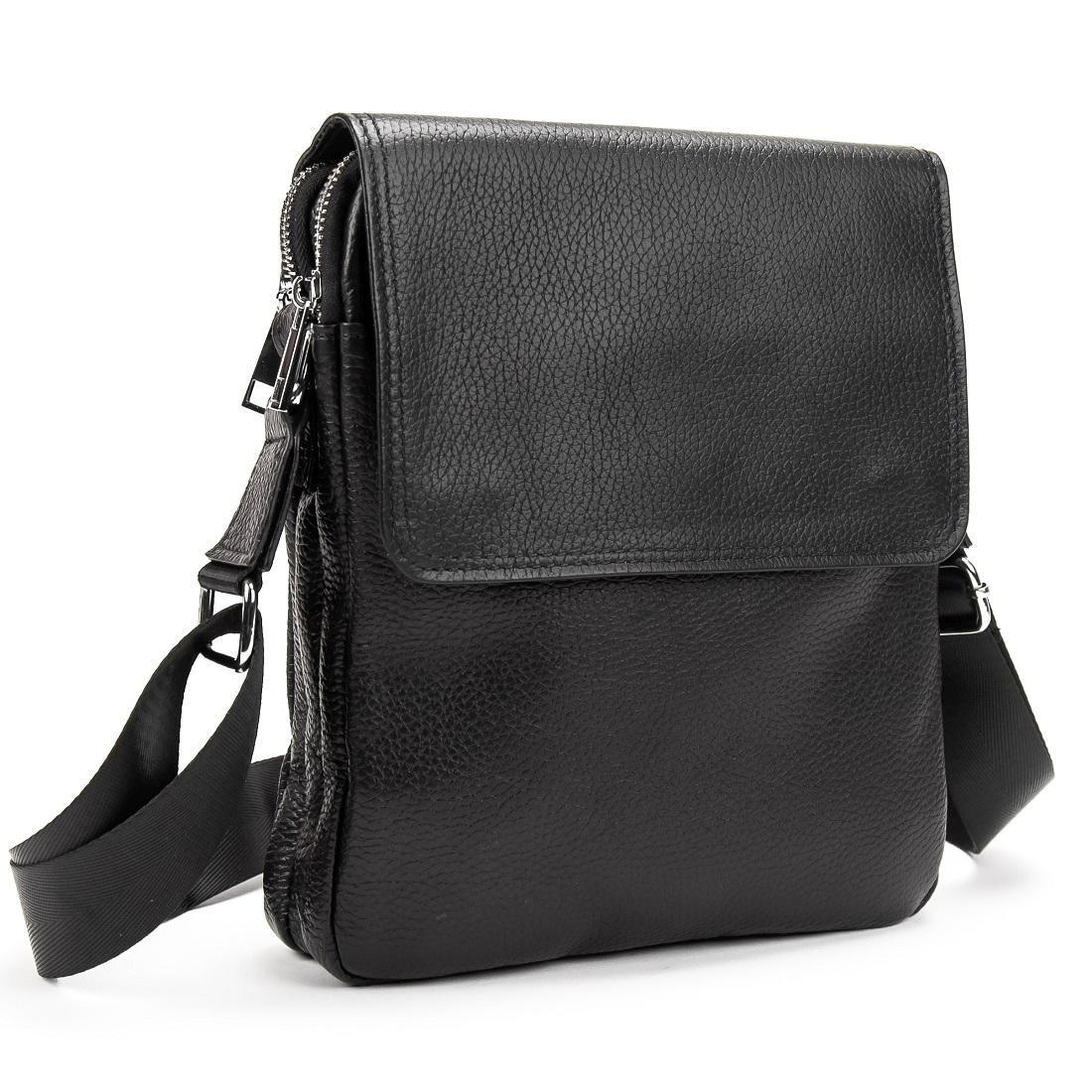 Мужская сумка кожаная Tiding Bag M56-3508A с клапаном Черный (2656558734)