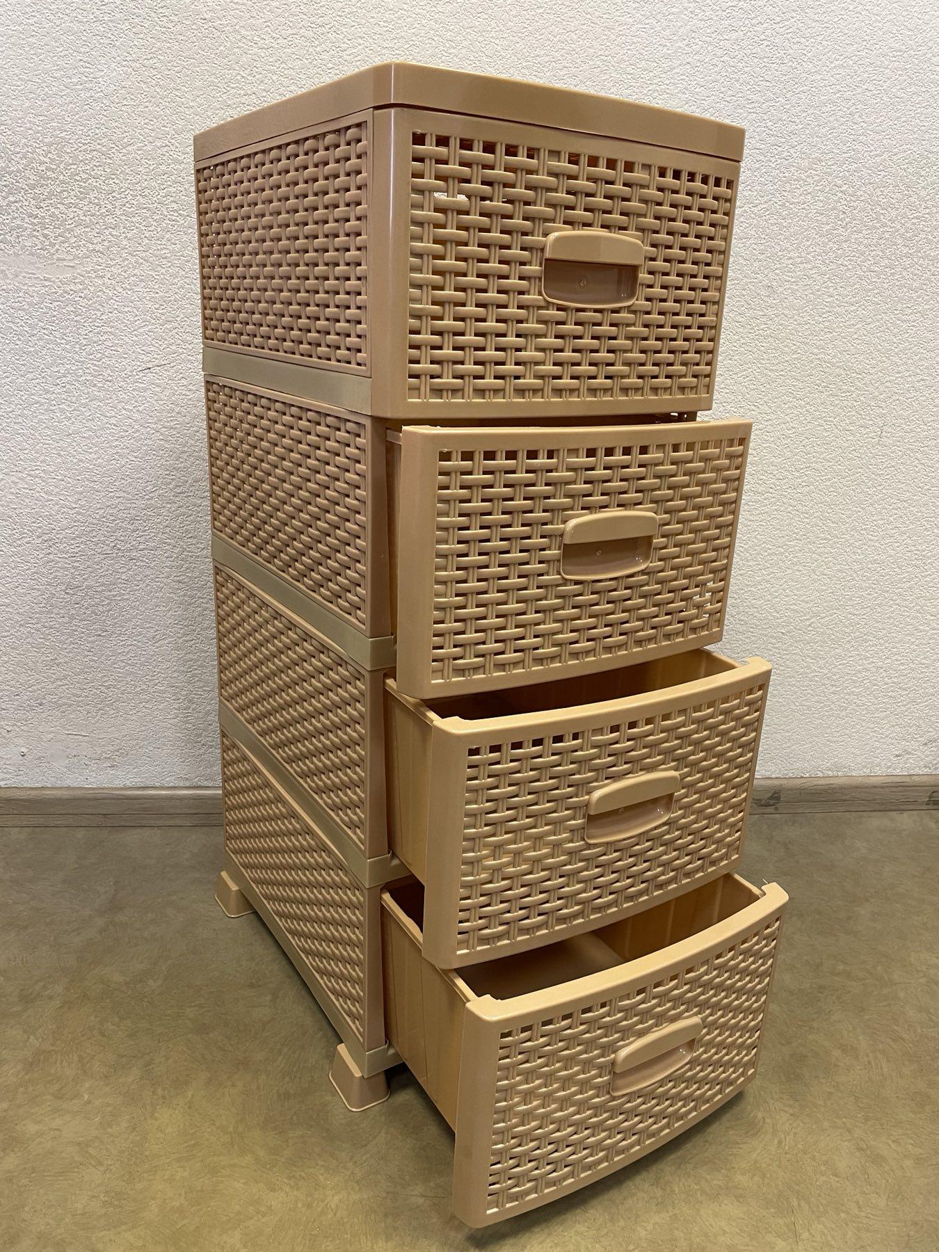 Комод пластиковый Rotange 4 ящика 91х37,5х46 см Бежевый (29439256) - фото 2