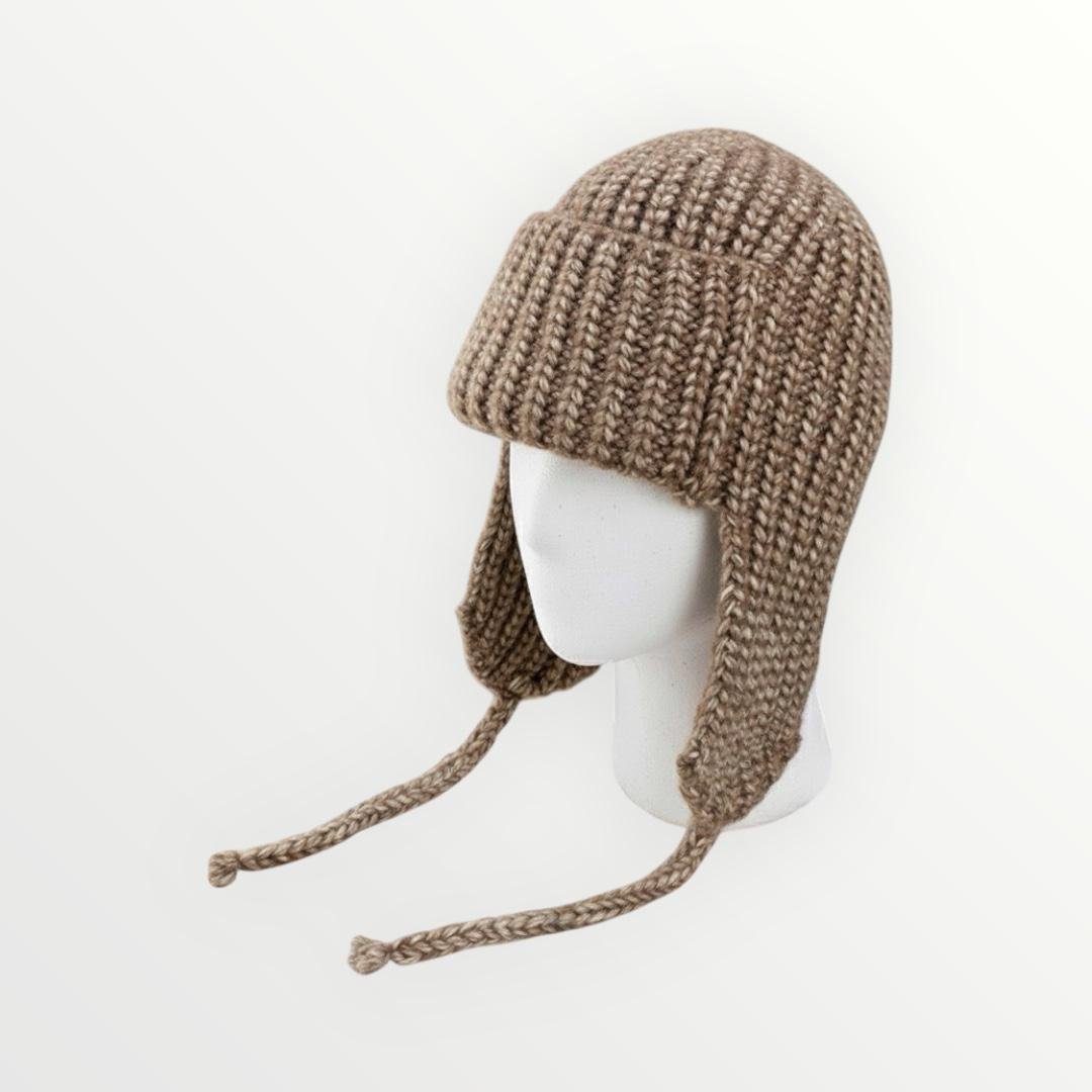 Шапка ушанка вязаная унисекс One size Коричневая (014942)