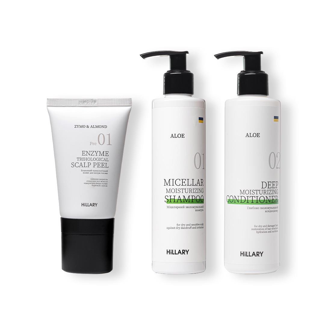 Набор для сухого типа волос Aloe Deep Moisturizing Hillary энзимный пилинг для кожи головы (K-11-198)