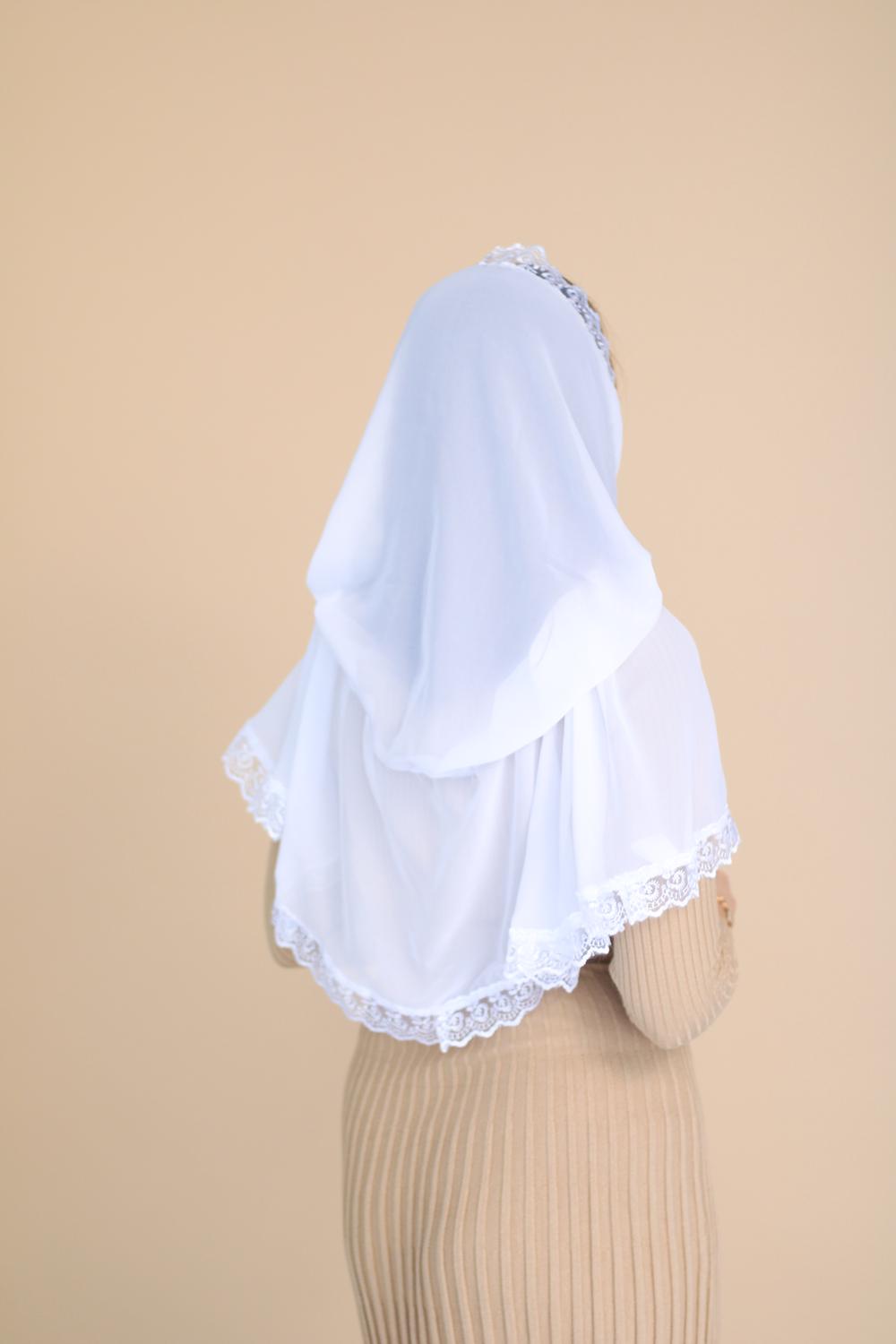 Палантин для храма на голову 80x120 см Белый (п002) - фото 3