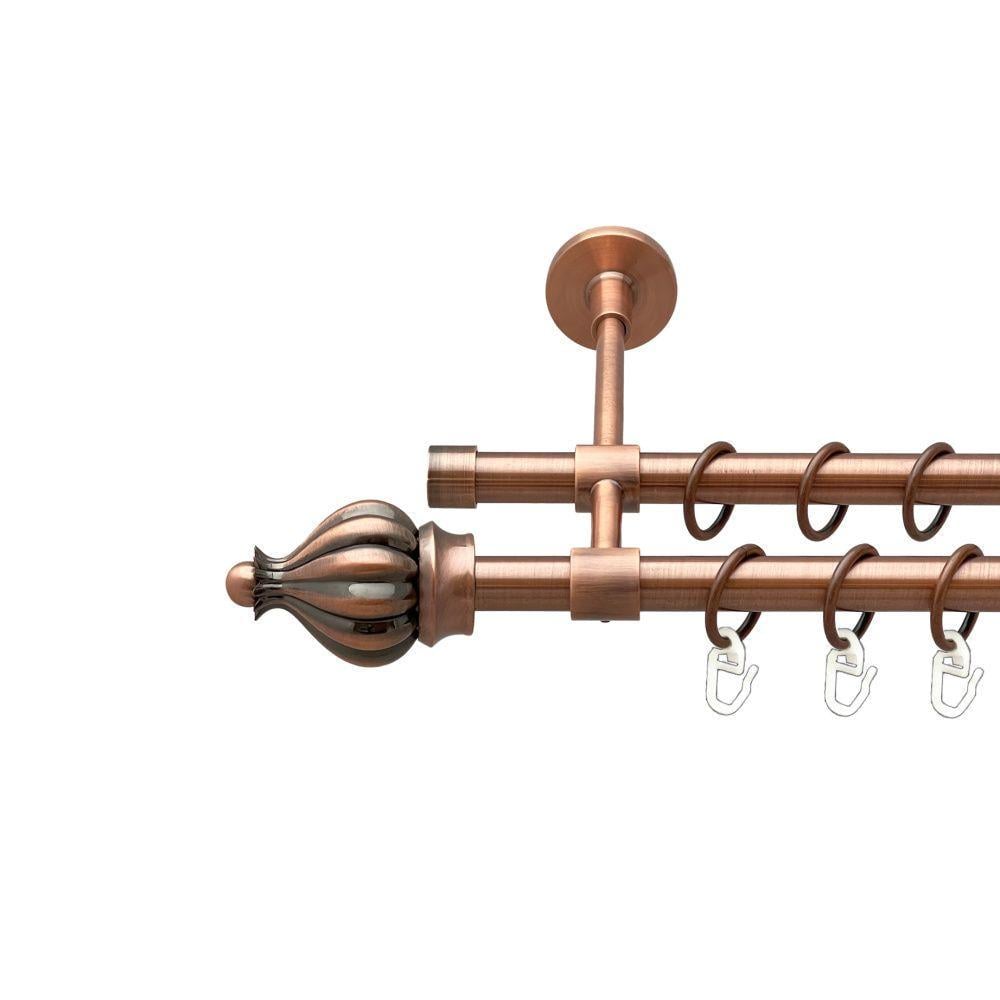 Карниз Orvit Таджа двухрядный гладкий 16/16 мм 240 см Античная медь (00-00019961)