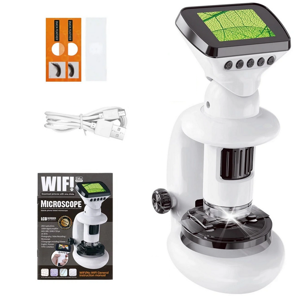 Микроскоп цифровой MS2000 с Wi-Fi LED-подсветкой и фото/видео увеличение до х2000