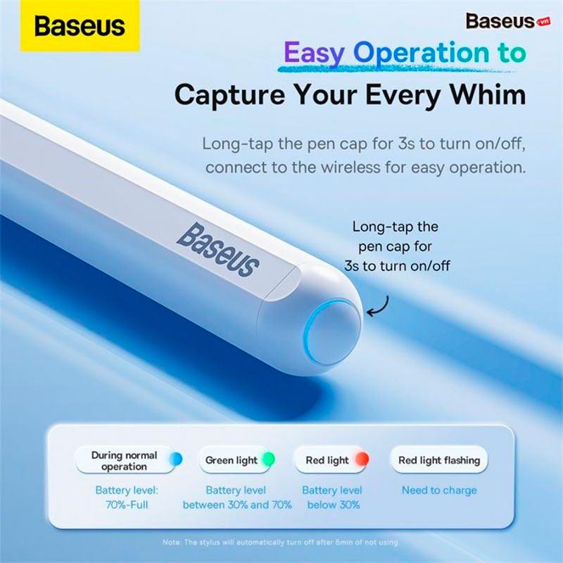 Стилус BASEUS Smooth Writing 2 Series Dual Charging Stylus White (SXBC080102) - фото 10