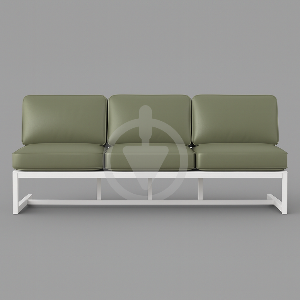 Диван металевий AVVS tech Атлас вуличний лофт екошкіра 246 см Оливковий/Білий (30222864) - фото 2