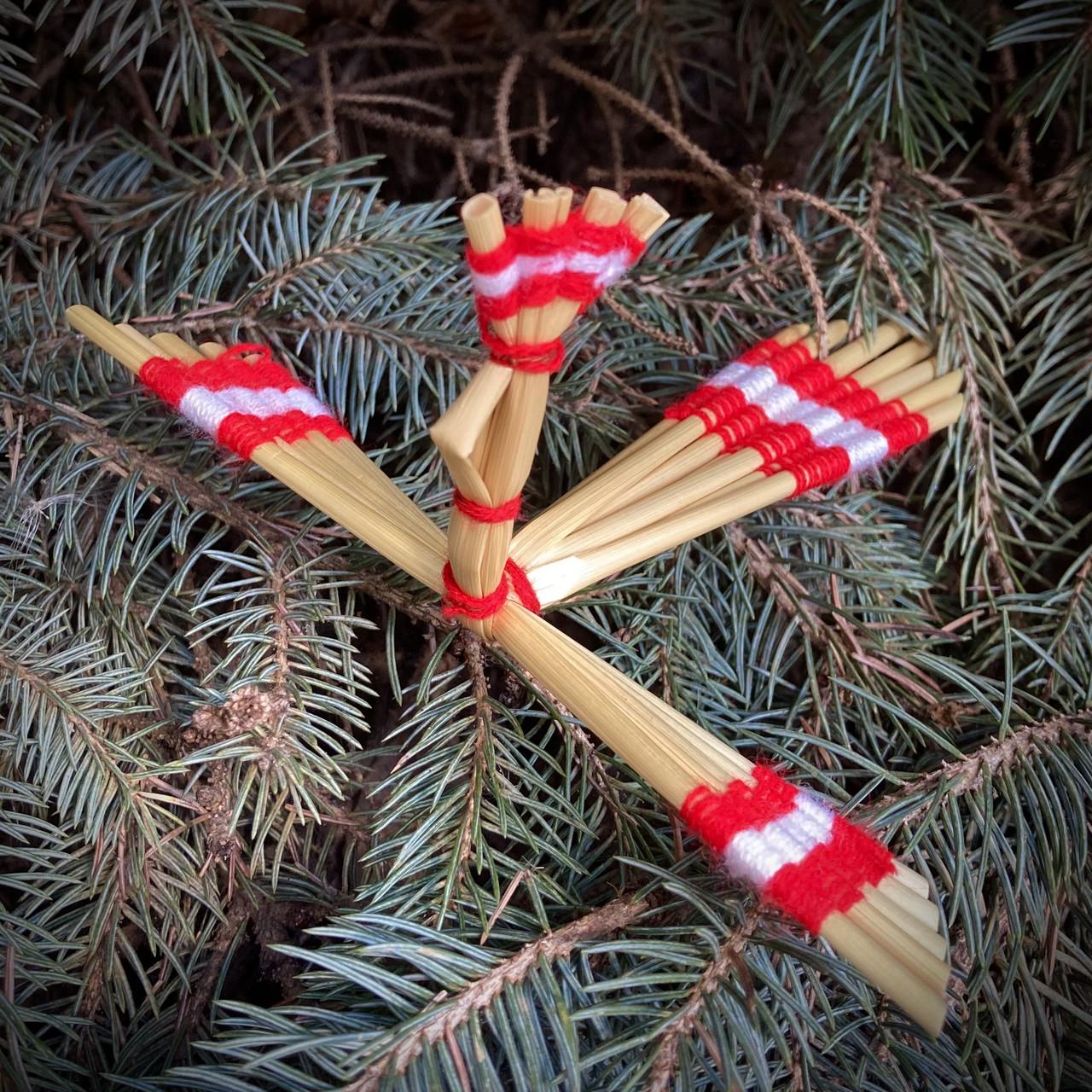 Игрушка елочная Птичка солома ручная работа 10 см (1974748157) - фото 3